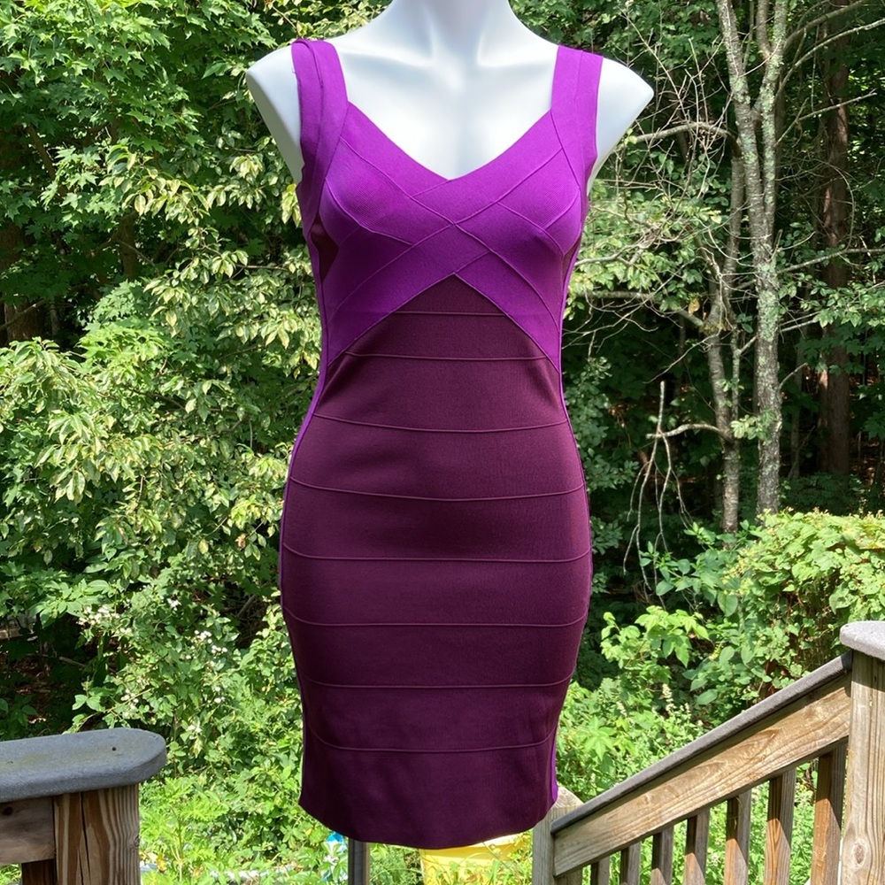 Express plum and merlot body con curvy bandage dress size S